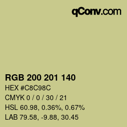 Código de color: RGB 200 201 140 | qconv.com