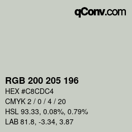 Código de color: RGB 200 205 196 | qconv.com