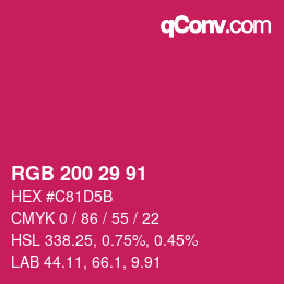 カラーコード: RGB 200 29 91 | qconv.com