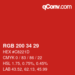 Code couleur: RGB 200 34 29 | qconv.com