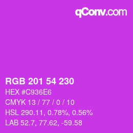 Farbcode: RGB 201 54 230 | qconv.com