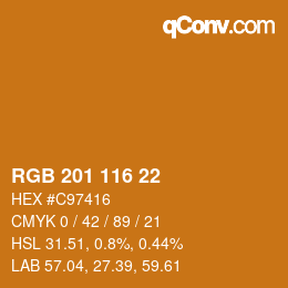 Code couleur: RGB 201 116 22 | qconv.com