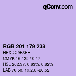 Color code: RGB 201 179 238 | qconv.com