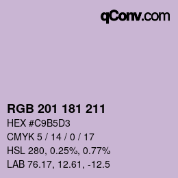 Color code: RGB 201 181 211 | qconv.com