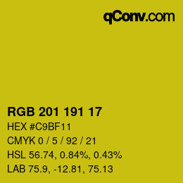 Color code: RGB 201 191 17 | qconv.com