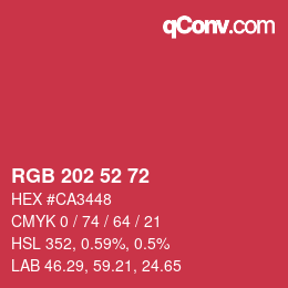 Color code: RGB 202 52 72 | qconv.com