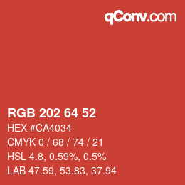 Color code: RGB 202 64 52 | qconv.com