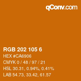 カラーコード: RGB 202 105 6 | qconv.com