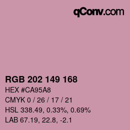 Color code: RGB 202 149 168 | qconv.com