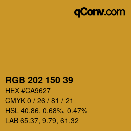 Código de color: RGB 202 150 39 | qconv.com