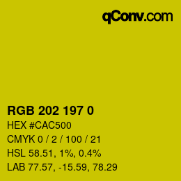 Código de color: RGB 202 197 0 | qconv.com