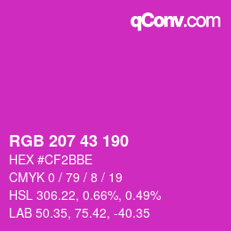 Color code: RGB 207 43 190 | qconv.com