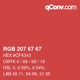 Código de color: RGB 207 67 67 | qconv.com