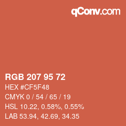 カラーコード: RGB 207 95 72 | qconv.com