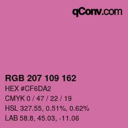 Farbcode: RGB 207 109 162 | qconv.com