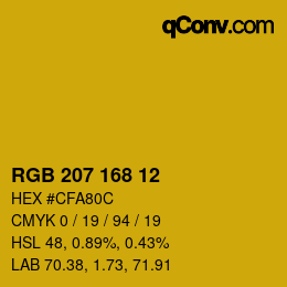 Code couleur: RGB 207 168 12 | qconv.com