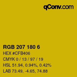 Código de color: RGB 207 180 6 | qconv.com