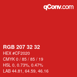 Código de color: RGB 207 32 32 | qconv.com