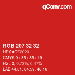 Código de color: RGB 207 32 32 | qconv.com