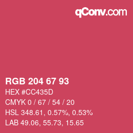 Color code: RGB 204 67 93 | qconv.com