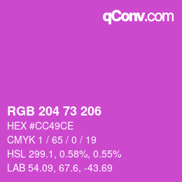 Farbcode: RGB 204 73 206 | qconv.com