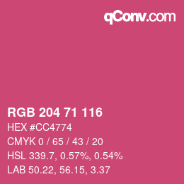 Color code: RGB 204 71 116 | qconv.com