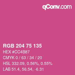 Color code: RGB 204 75 135 | qconv.com