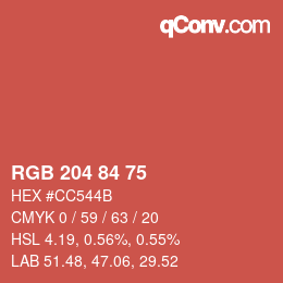 Code couleur: RGB 204 84 75 | qconv.com