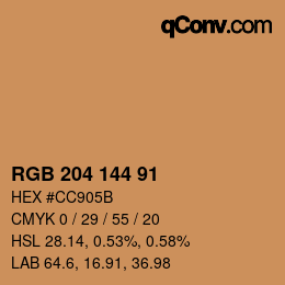 Code couleur: RGB 204 144 91 | qconv.com