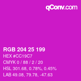 Código de color: RGB 204 25 199 | qconv.com