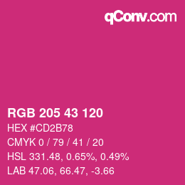 カラーコード: RGB 205 43 120 | qconv.com