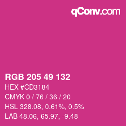 Código de color: RGB 205 49 132 | qconv.com