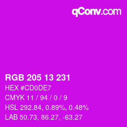 Farbcode: RGB 205 13 231 | qconv.com