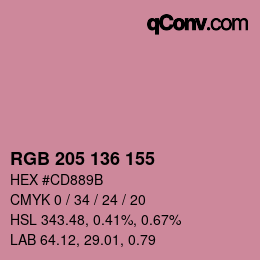 Código de color: RGB 205 136 155 | qconv.com