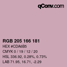 Código de color: RGB 205 166 181 | qconv.com