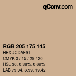 Code couleur: RGB 205 175 145 | qconv.com