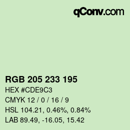 Color code: RGB 205 233 195 | qconv.com