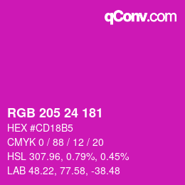 カラーコード: RGB 205 24 181 | qconv.com