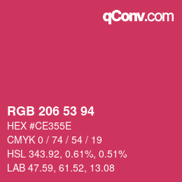 Color code: RGB 206 53 94 | qconv.com