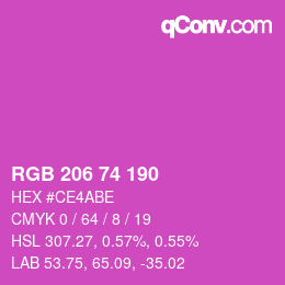 カラーコード: RGB 206 74 190 | qconv.com