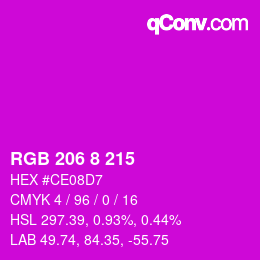 Código de color: RGB 206 8 215 | qconv.com