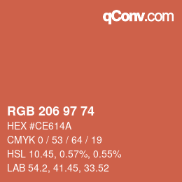 Color code: RGB 206 97 74 | qconv.com