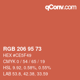 Farbcode: RGB 206 95 73 | qconv.com