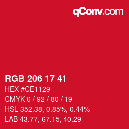 Farbcode: RGB 206 17 41 | qconv.com