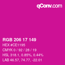 Code couleur: RGB 206 17 149 | qconv.com