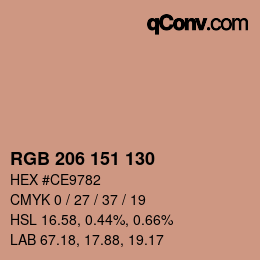 Color code: RGB 206 151 130 | qconv.com