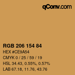 Color code: RGB 206 154 84 | qconv.com