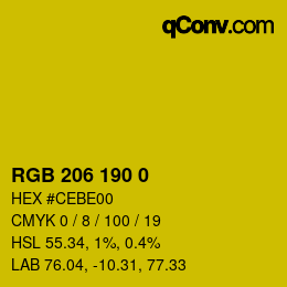 カラーコード: RGB 206 190 0 | qconv.com