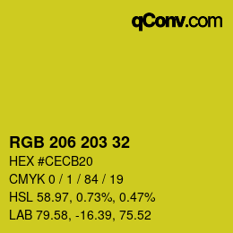 Code couleur: RGB 206 203 32 | qconv.com