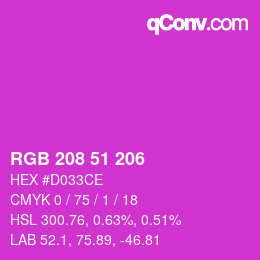 Color code: RGB 208 51 206 | qconv.com